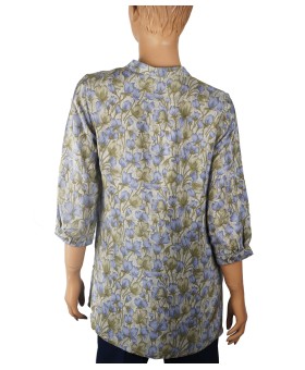 Short Silk Shirt - Blue Tulips