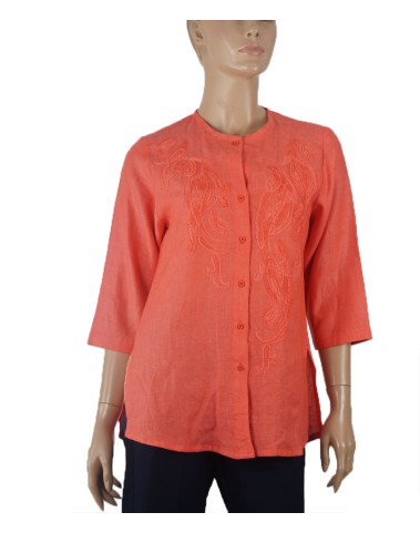 Embroidered Casual Shirt - Coral Embroidery