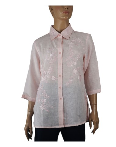 Embroidered Casual Shirt - Baby Pink Embroidery