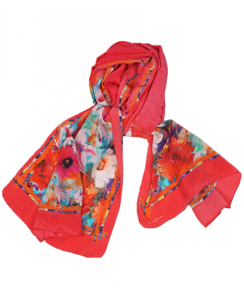 red and white silk scarf