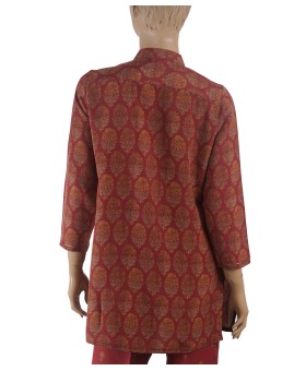 Antique Silk Kurti - Golden Paisley Embroidery