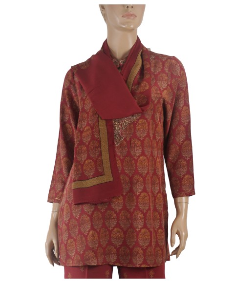 Antique Silk Kurti - Golden Paisley Embroidery