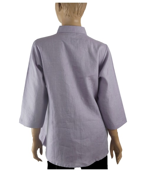 Embroidered Casual Shirt - Lilac Embroidery 