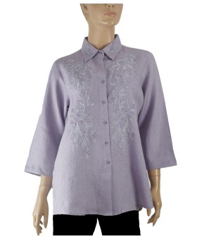 Embroidered Casual Shirt - Lilac Embroidery 