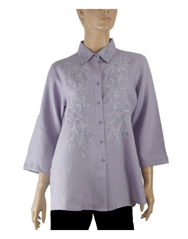 Embroidered Casual Shirt - Lilac Embroidery 