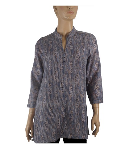 Casual Kurti - Blue And Grey Paisley