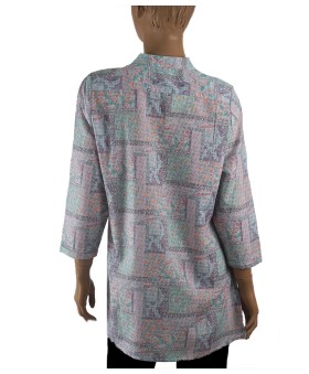 Casual Kurti - Blue And Pink Floral And Paisley