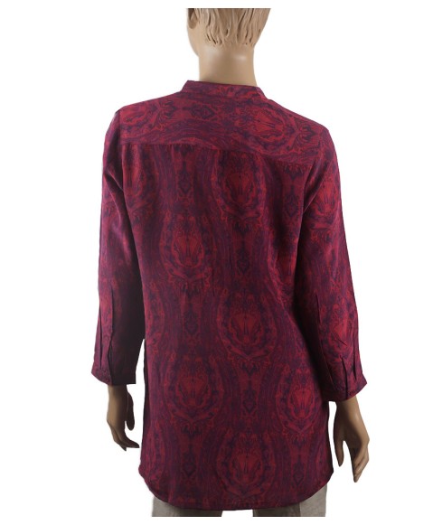 Long Silk Shirt - Pink Paisley