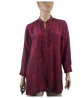 Long Silk Shirt - Pink Paisley