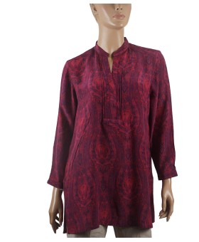 Long Silk Shirt - Pink Paisley