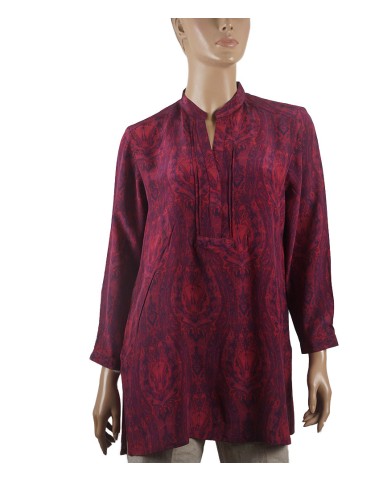 Long Silk Shirt - Pink Paisley