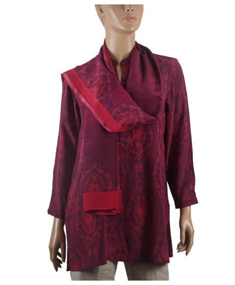 Long Silk Shirt - Pink Paisley