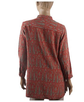 Long Silk Shirt - Beige Paisley