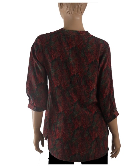 Short Silk Shirt - Black Abstract