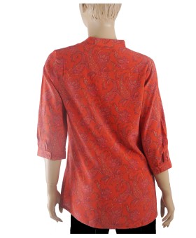 Short Silk Shirt - Red Floral