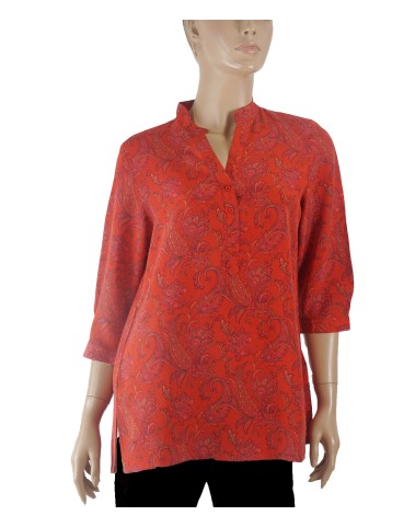 Short Silk Shirt - Red Floral