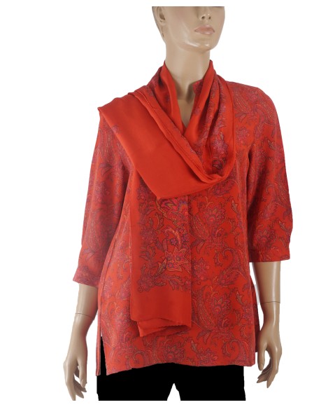 Short Silk Shirt - Red Floral