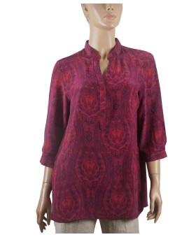 Short Silk Shirt - Pink Paisley