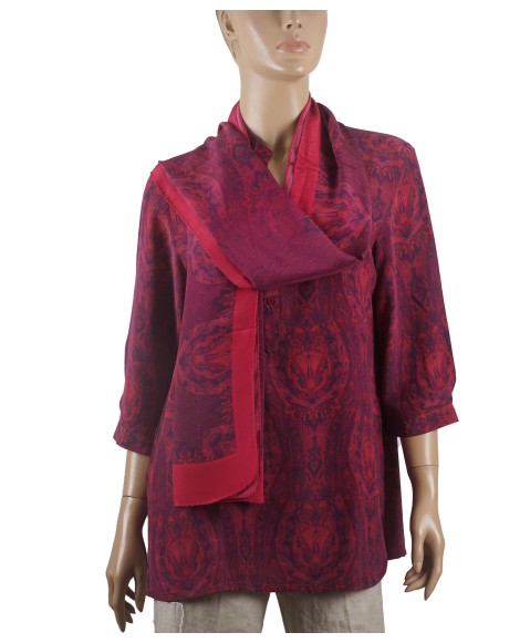 Short Silk Shirt - Pink Paisley