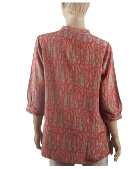 Short Silk Shirt - Beige Paisley