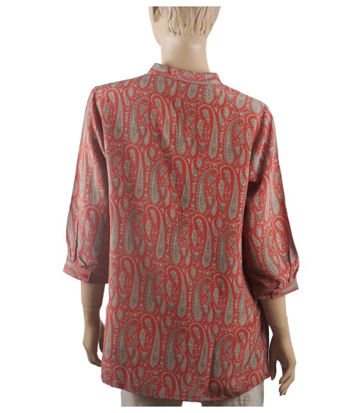 Short Silk Shirt - Beige Paisley