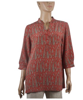 Short Silk Shirt - Beige Paisley