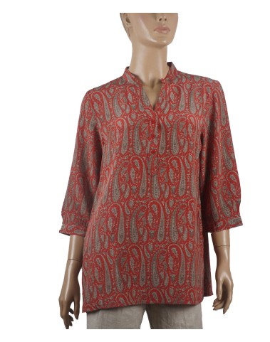 Short Silk Shirt - Beige Paisley