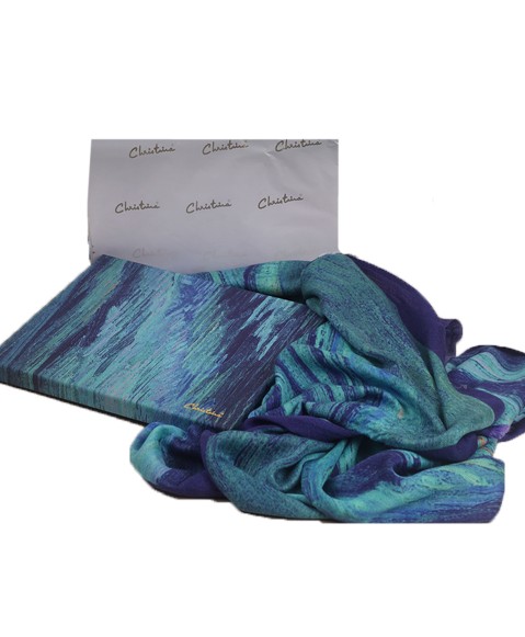 Blue Abstract Box Stole