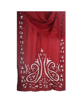 Marron Paisley Cutwork Stole