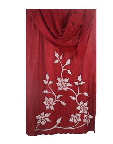 Marron Floral Cutwork Stole