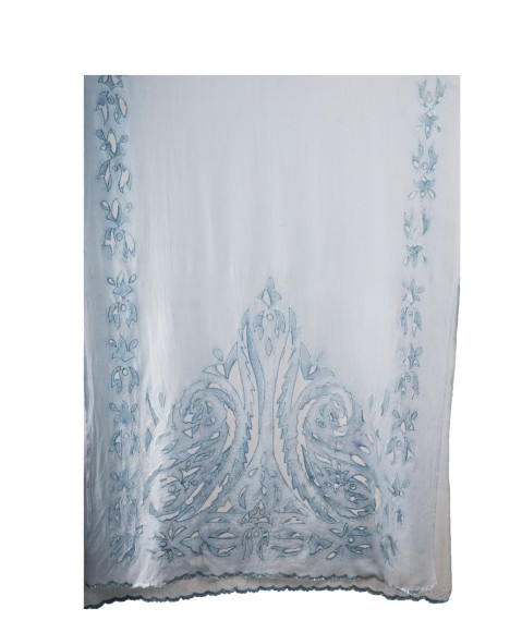 Sky Blue Paisley Cutwork Stole