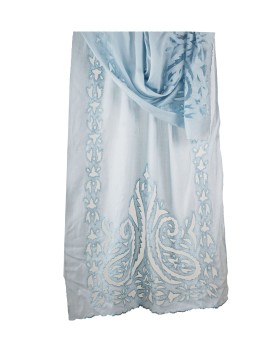 Sky Blue Paisley Cutwork Stole