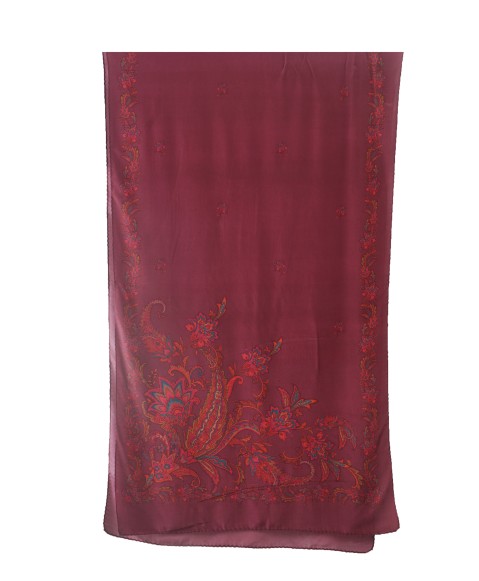 Crepe Silk Scarf - Magenta Floral