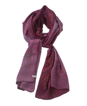 Crepe Silk Scarf - Magenta Floral