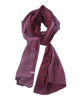 Crepe Silk Scarf - Magenta Floral