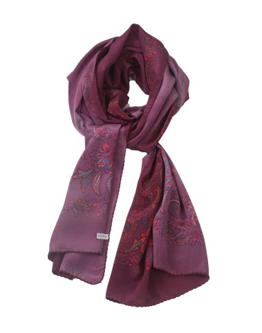 Crepe Silk Scarf - Magenta Floral