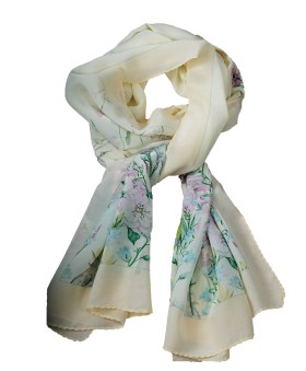 Crepe Silk Scarf - Birds