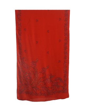 Crepe Silk Scarf - Red Floral