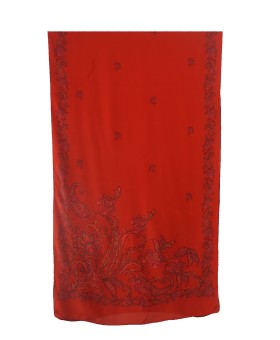 Crepe Silk Scarf - Red Floral