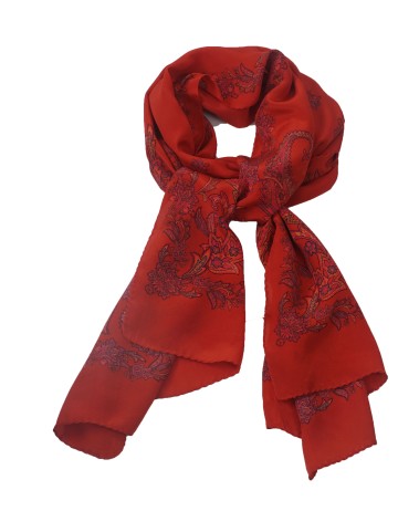 Crepe Silk Scarf - Red Floral