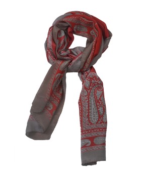 Crepe Silk Scarf - Beige Paisley