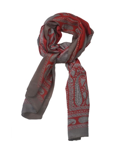 Crepe Silk Scarf - Beige Paisley