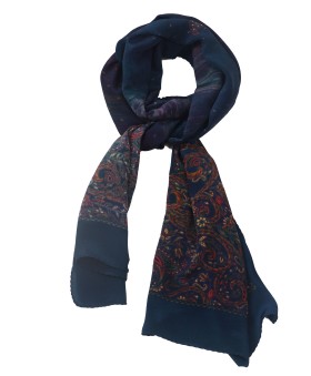 Crepe Silk Scarf - Red Paisley