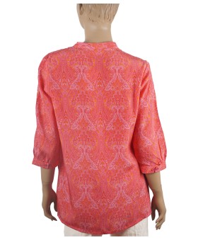 Short Silk Shirt - Orange Paisley 