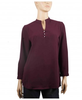 Plain Poly Casual Kurti - Wine Colour