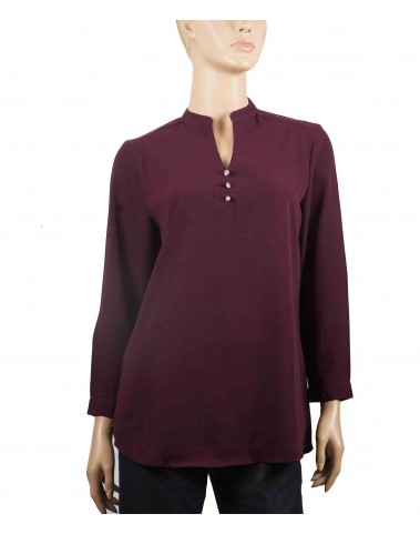 Plain Poly Casual Kurti - Wine Colour