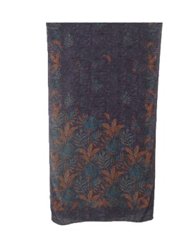 Crepe Silk Scarf - Brown Leaves