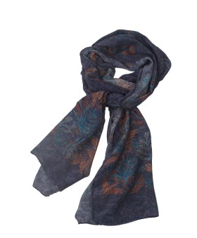 Crepe Silk Scarf - Brown Leaves