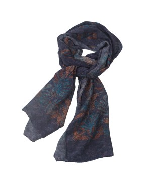 Crepe Silk Scarf - Brown Leaves