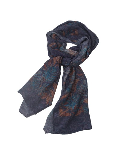 Crepe Silk Scarf - Brown Leaves